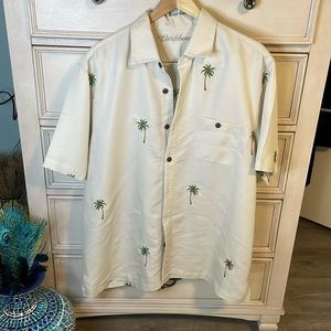 Men’s Caribbean Hawaiian style palm trees, casual shirt, XL